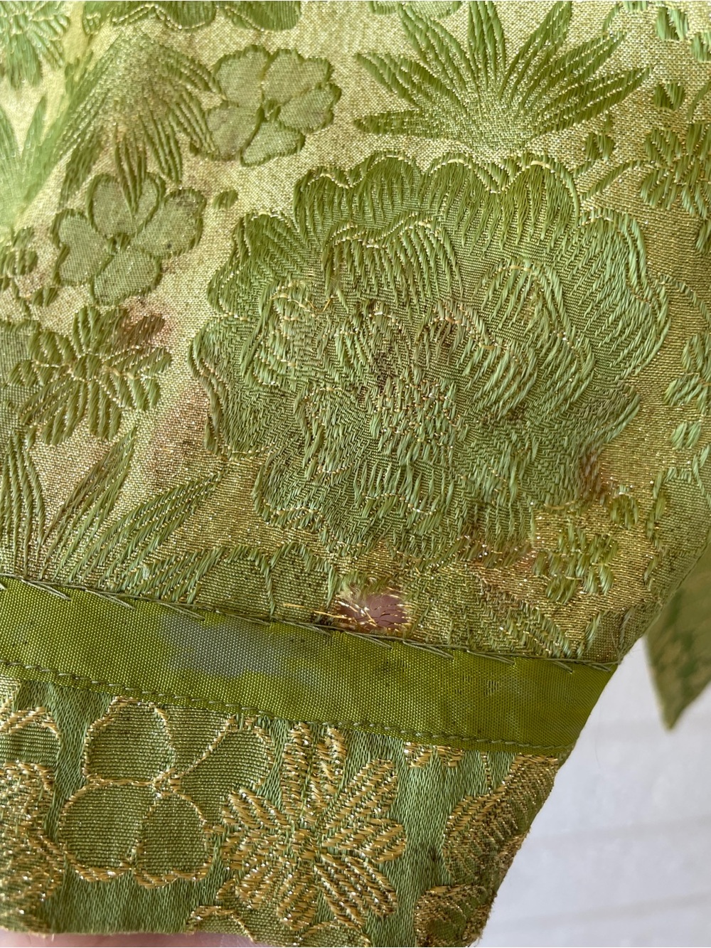 Vintage Kamehameha 2-Pc Green/Gold Floral Woven Blazer/Pant Set - Picture 7 of 13